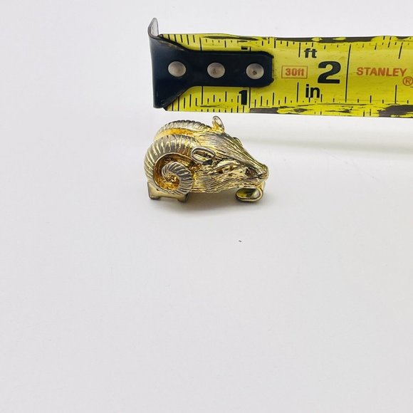 Vintage Mimi Di N Rams Head Belt Buckle Gold Tone Classic Career Cosplay LARP - Picture 6 of 6